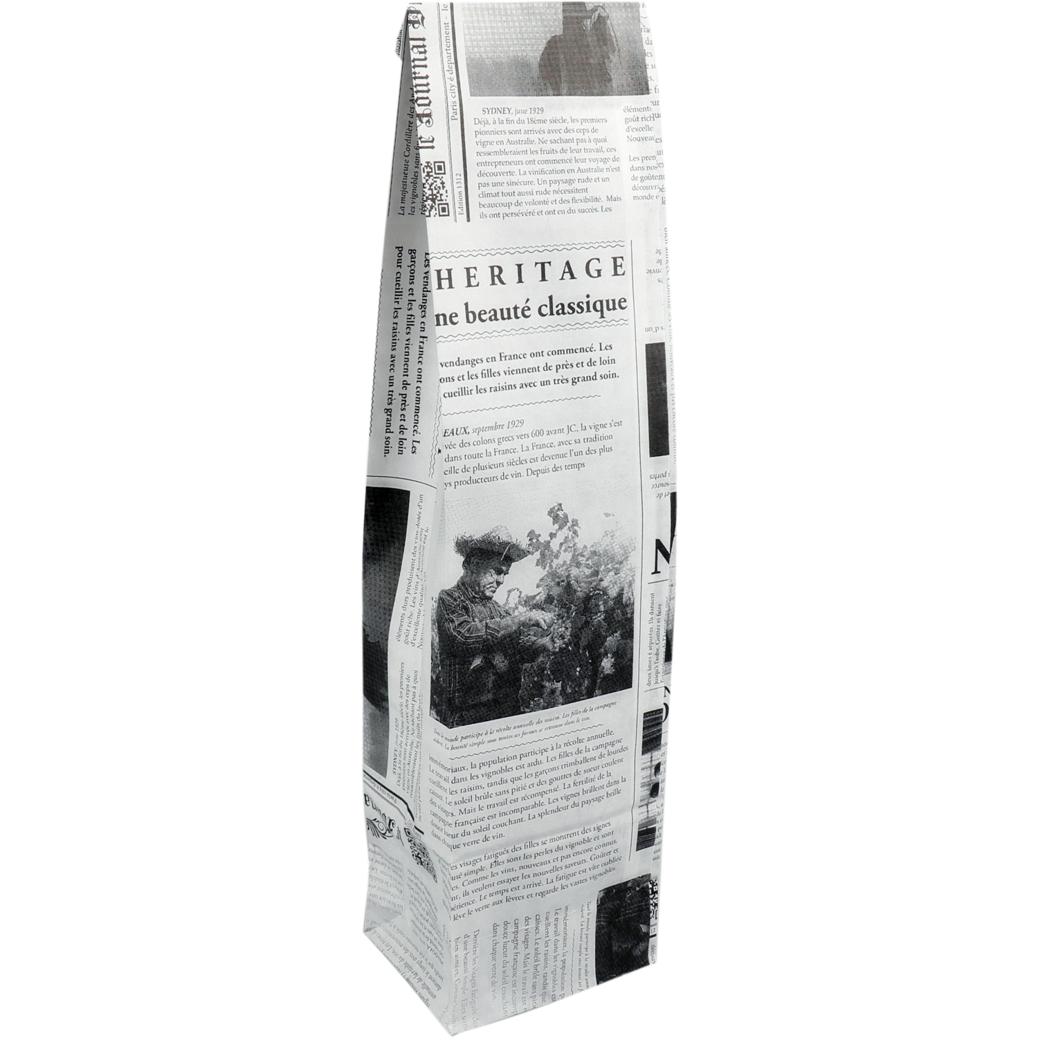 Fleszak, 10x41x8cm, Le journal, papier, zwart/wit 1