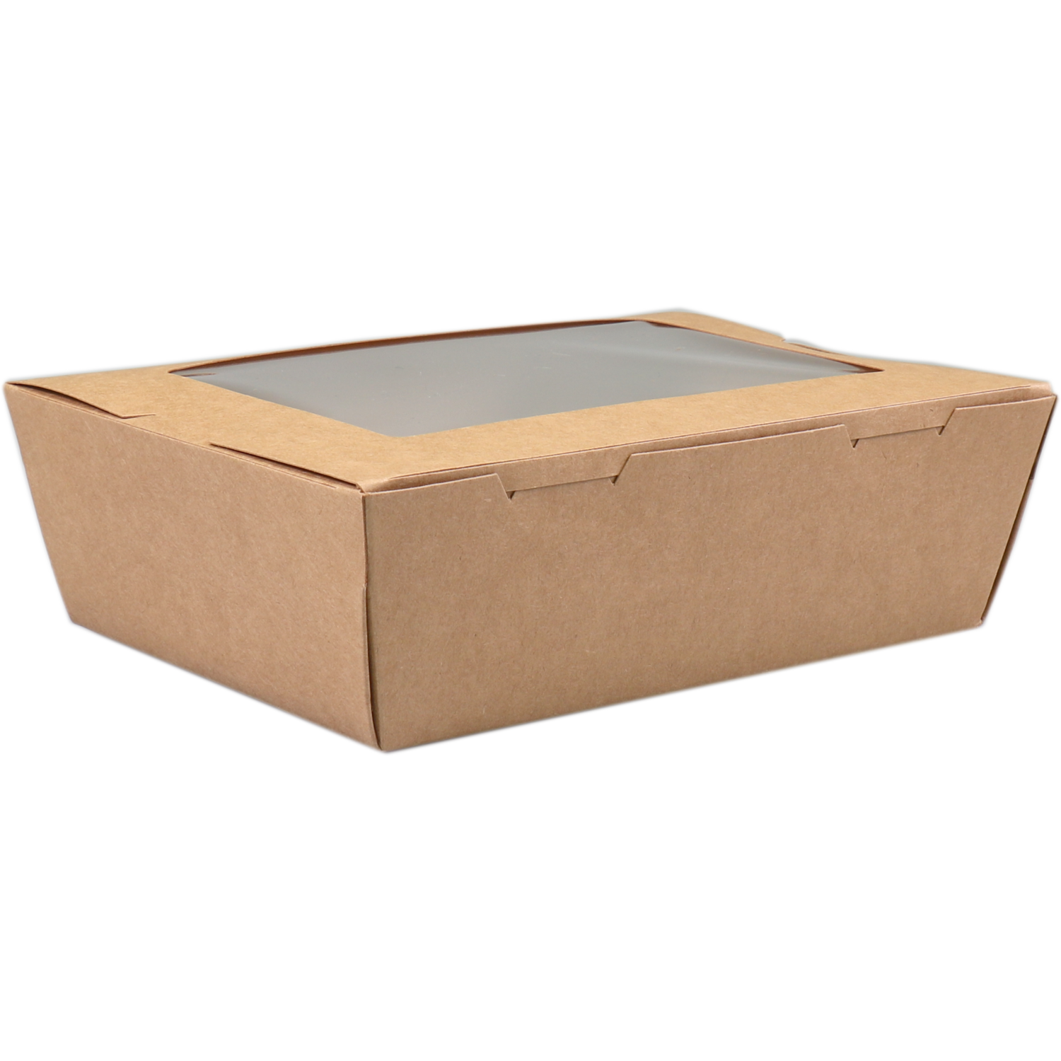 Depa® Bak, Karton + PE + PET-coating, met venster, maaltijdbox, 195x140x50mm, bruin 1