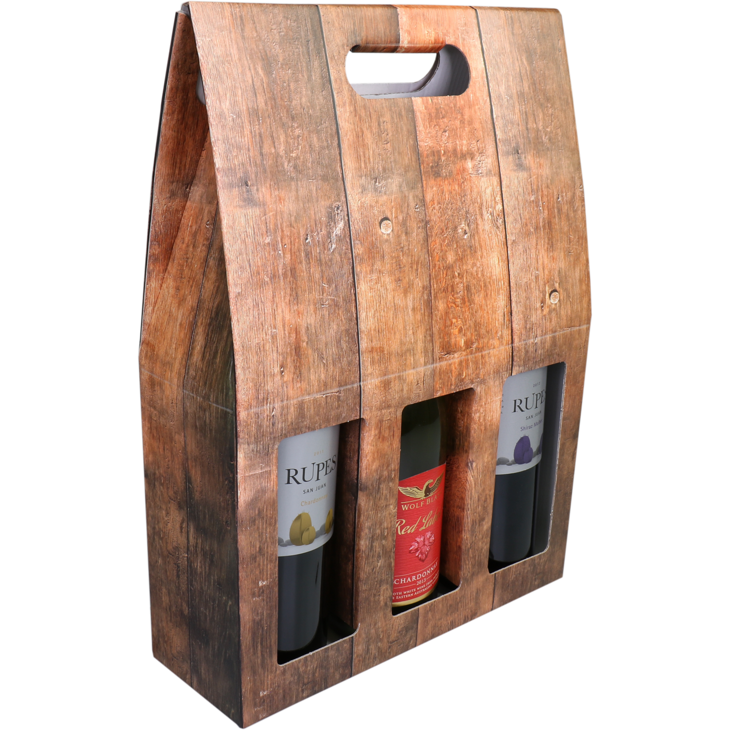 Draagkarton, Barrel wood, 3 flessen, karton,  1