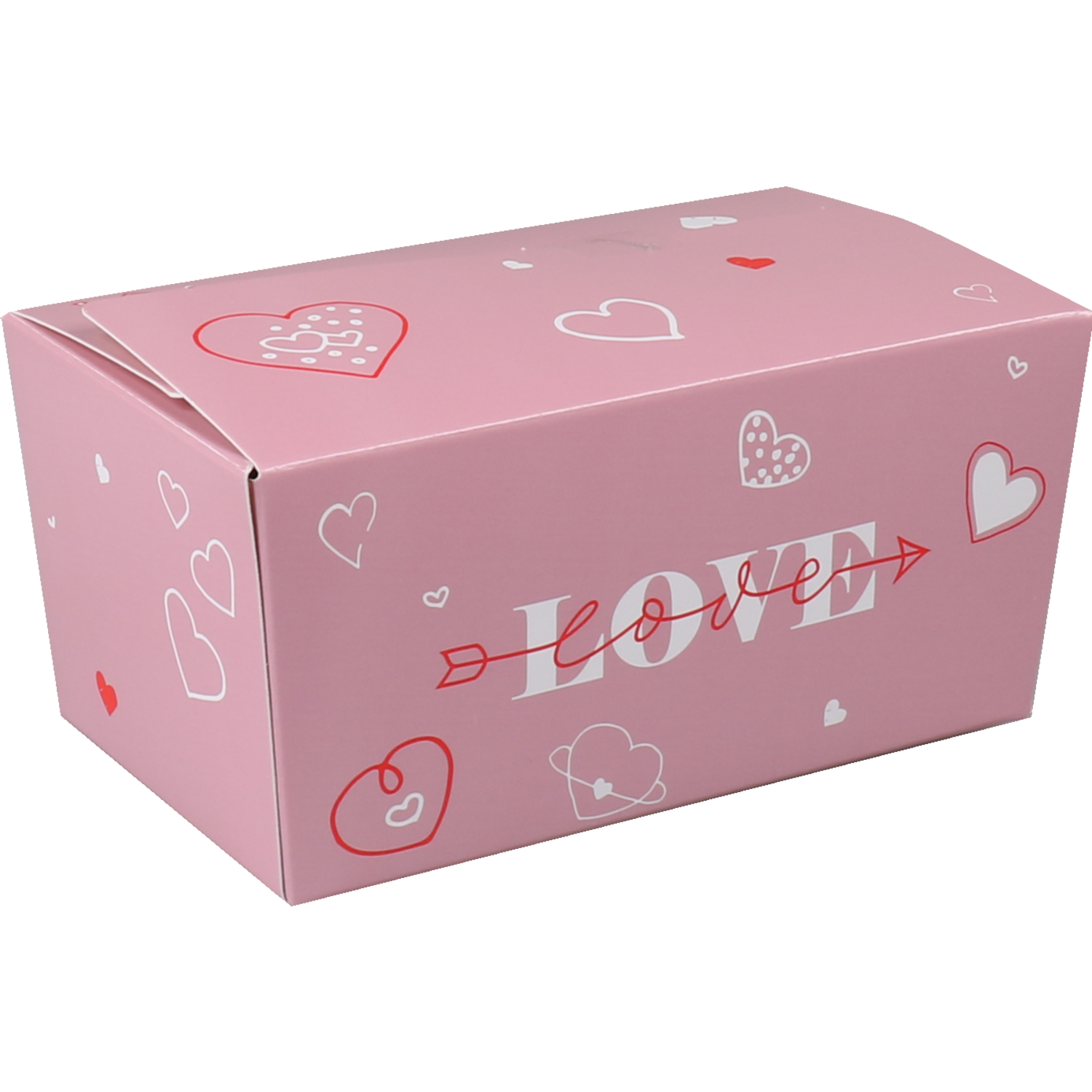 Ballotin, Love and hearts, karton + PP + PET, 375gr, lila 1