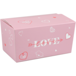 Ballotin, Love and hearts, karton + PP + PET, 500gr, 70x132x76mm, lila/rood/wit